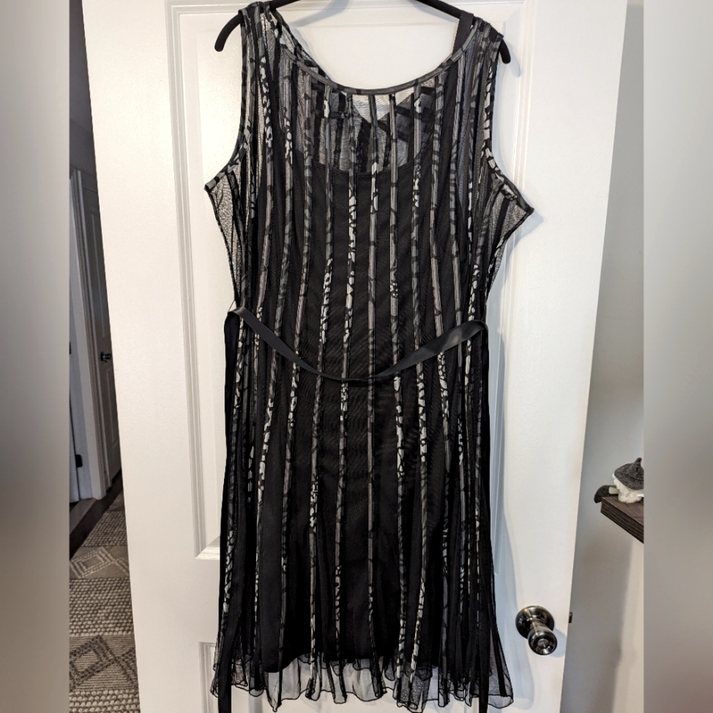 Sandra Darren Net Overlay Dress Leopard Print
